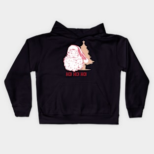 Retro Vintage Pink Santa Claus - Santa And Tree Kids Hoodie